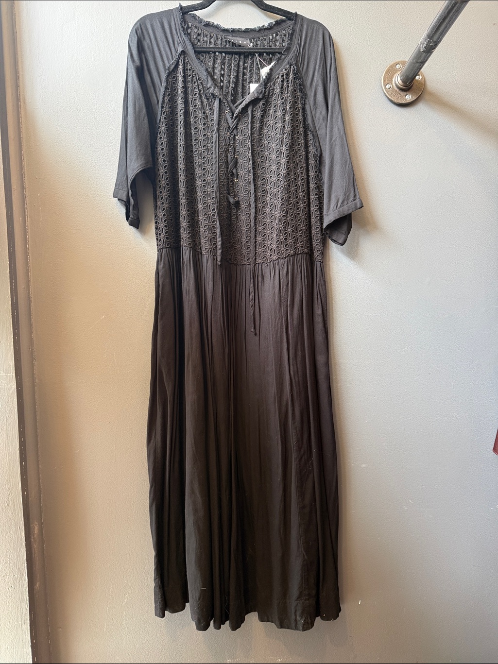 Hatch Black Crochet-Bodice Maxi Dress